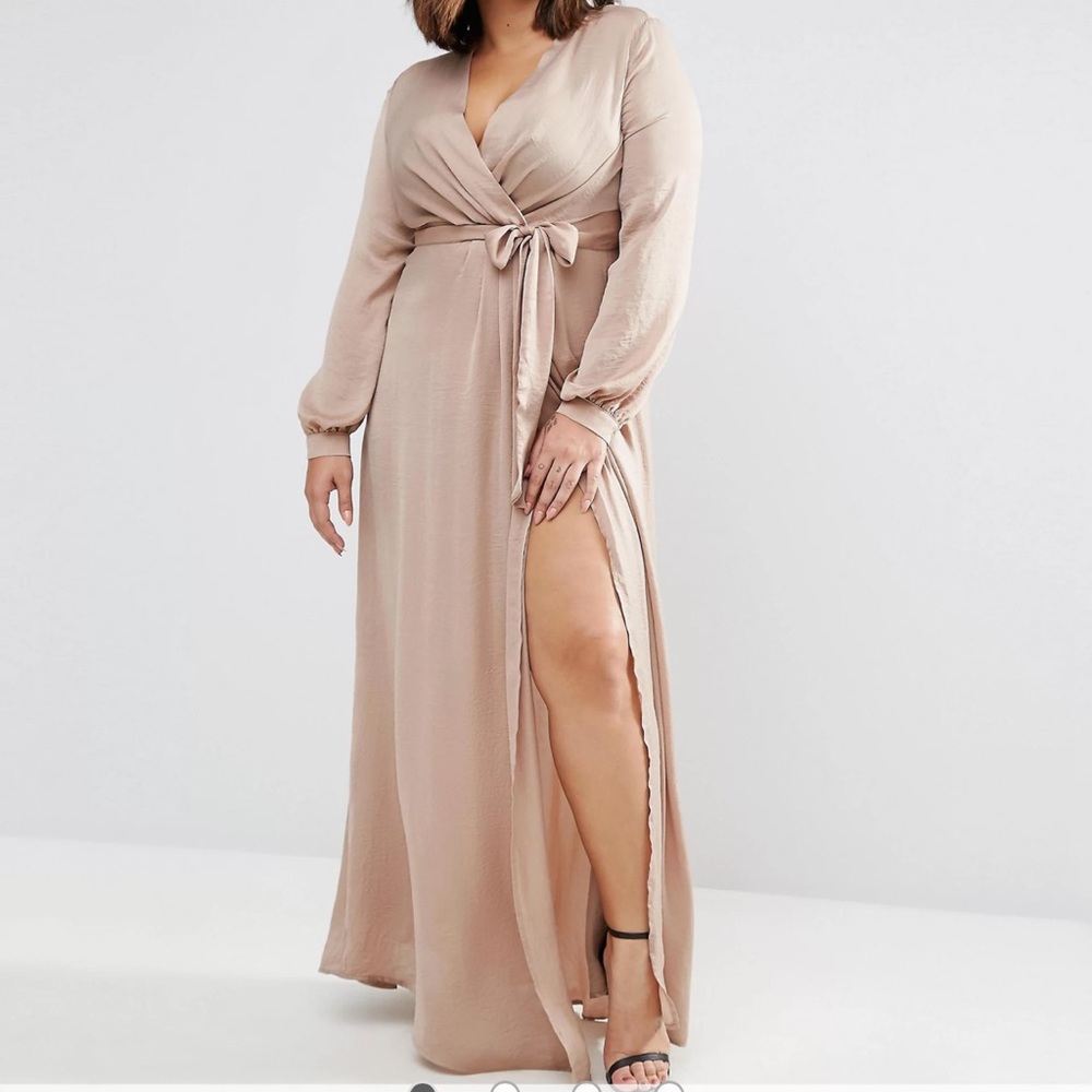 NWT! Mocha Wrap Maxi Dress